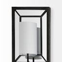 Noah 122x55 Black Metal wWhite Fabric Shade Rectangular Wall Sconce - Default Title