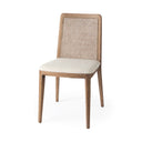 Clara Light Brown Wood W Cream Fabric Seat and Cane Back Armless Dining Chair - Default Title