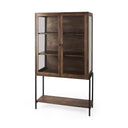 Arelius 36L x 1875W x 63H Medium Brown Wood W Black Metal Base Display Cabinet - Default Title