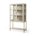 Arelius 36L x 1875W x 63H White Wood W Gold Metal Base Display Cabinet - Default Title