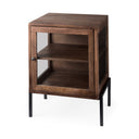 Arelius 20L x 18W x 26H Medium Brown Wood W Black Metal Frame EndSide Table - Default Title
