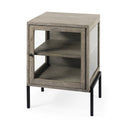 Arelius 20L x 18W x 26H Gray Wood W Black Metal Frame EndSide Table - Default Title