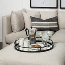 Kimbel 24L x 24W Black Metal Mirrored Base Round Tray - Default Title
