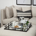 Christa 22L x 22W Black Metal Mirrored Base Square Tray - Default Title