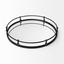Kimbel 24L x 24W Black Metal Mirrored Base Round Tray - Default Title