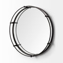Kimbel 24L x 24W Black Metal Mirrored Base Round Tray - Default Title