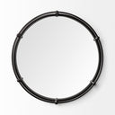 Kimbel 24L x 24W Black Metal Mirrored Base Round Tray - Default Title