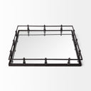 Christa 22L x 22W Black Metal Mirrored Base Square Tray - Default Title