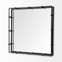 Christa 22L x 22W Black Metal Mirrored Base Square Tray - Default Title