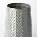 Gemma III Metal Glossy GreenGray Chevron Vase - Default Title