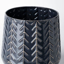 Gemma I Metal Glossy Dark Blue Chevron Vase - Default Title