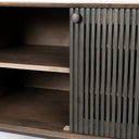 Grace I Two-Toned Brown Solid Wood TV Stand Media Console with Slated Doors TV up to 82 - Default Title