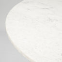 Tanner II 48 Round White Marble Top Black Metal Base Dining Table - Default Title