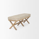 Solis II 50L x 16W Brown Base Beige Woven Leather Cushion Accent Bench - Default Title