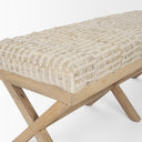 Solis II 50L x 16W Brown Base Beige Woven Leather Cushion Accent Bench - Default Title