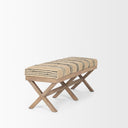 Solis 50L x 16W Brown Base Upholstered BeigeBlack Stripe Seat Accent Bench - Default Title