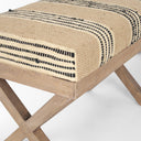 Solis 50L x 16W Brown Base Upholstered BeigeBlack Stripe Seat Accent Bench - Default Title