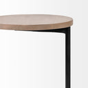 Ballatine 15L x 15W x 27H Brown Wood Round Top w Black Metal Base Accent Table - Default Title