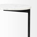 Ballatine II 15L x 15W x 27L White Marble Round Top White w Black Metal Base Accent Table - Default Title