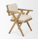 Topanga I Cream Fabric Wrap Medium Brown Wooden Frame Dining Chair - Default Title