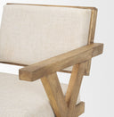 Topanga I Cream Fabric Wrap Medium Brown Wooden Frame Dining Chair - Default Title