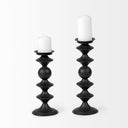 Candelero II Large Black Metal Grooved Table Candle Holder - Default Title