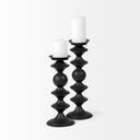 Candelero II Large Black Metal Grooved Table Candle Holder - Default Title