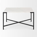 Lucas 30x30 White Marble Top Black Metal Base Coffee Table - Default Title