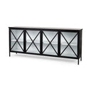 Aurelia 790L x 160W x 330H Black and White Metal Four Door Glass Cabinet - Default Title