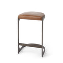 Tyson 17L x 18W x 28H Brown Leather W Metal Frame Counter Stool - Default Title