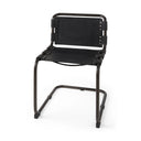 Berbick 33 Total Height Black Leather w Iron Frame Dining Chair - Default Title