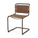 Berbick 33 Total Height Medium Brown Leather w Iron Frame Dining Chair - Default Title