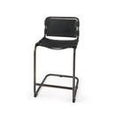 Berbick 21L x 25W x 38H Black Leather W Iron Frame Counter Stool - Default Title