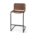 Berbick 43 Total Height Medium Brown Leather w Iron Frame Bar Stool - Default Title