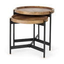Marquisa Set of 2 225L x 225W x 208H Light Brown Wood W Black Metal Base Nesting Side Tables - Default Title