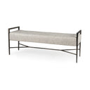 Charlotte 550L Gray Herringbone Fabric Seat w Antique Nickel Metal Frame Bench - Default Title
