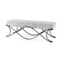 Ayla 55L x 176W x 18H Dark Gray Fabric Seat W Dark Nickel Metal Frame Bench - Default Title