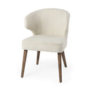Niles 225L x 240W x 320H Cream Fabric Seat W Medium Brown Wooden Legs Wingback Dining Chair - Default Title