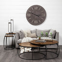 Clapp I Set of 2 41 38 Round Brown Wood Top Black Iron Base Nesting Coffee Tables - Default Title