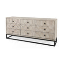 Genevieve II Light Brown Fir Veneer 9 Drawer Sideboard - Default Title