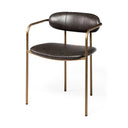 Parker Brown Faux Leather Seat Gold Metal Dining Chair - Default Title