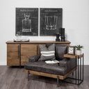 Maddox 16L x 135W x 27H Medium Brown Wood w Black Metal C-shaped EndSide Table - Default Title