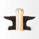 Anvilia Set of 2 12L x 4W Black With Gold Accents Anvil Shaped Bookends - Default Title