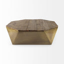 Esagono Octagonal Gold Metal-Clad Reclaimed Wood Coffee Table w Storage - Default Title