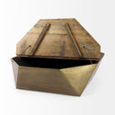 Esagono Octagonal Gold Metal-Clad Reclaimed Wood Coffee Table w Storage - Default Title
