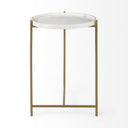 Stella 17L x 17W White Round Marble Top WGold Base Accent Table - Default Title