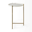 Stella 17L x 17W White Round Marble Top WGold Base Accent Table - Default Title