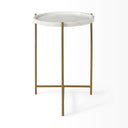 Stella 17L x 17W White Round Marble Top WGold Base Accent Table - Default Title