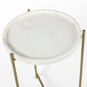 Stella 17L x 17W White Round Marble Top WGold Base Accent Table - Default Title