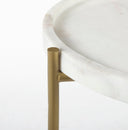 Stella 17L x 17W White Round Marble Top WGold Base Accent Table - Default Title